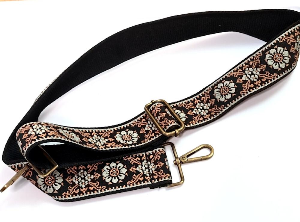 Retro Floral Jacquard Wide Adjustable Purse Strap Replacement Crossbody 46"